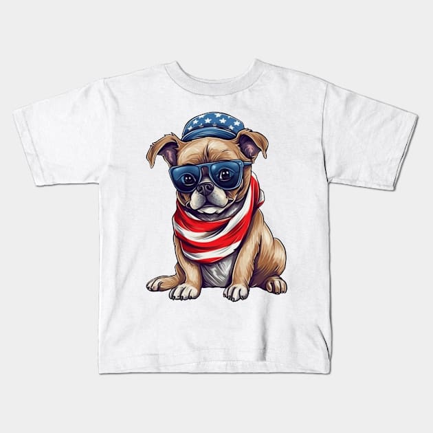 Patriotic Dog, 4th of July Design Kids T-Shirt by PaperMoonGifts